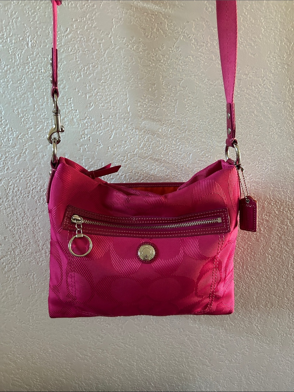 Coach Hot Pink Signature Crossbody Shoulder Bag